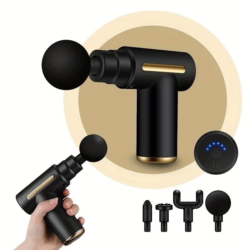 Massageador portátil compacto com acessórios para diferentes regiões do corpo