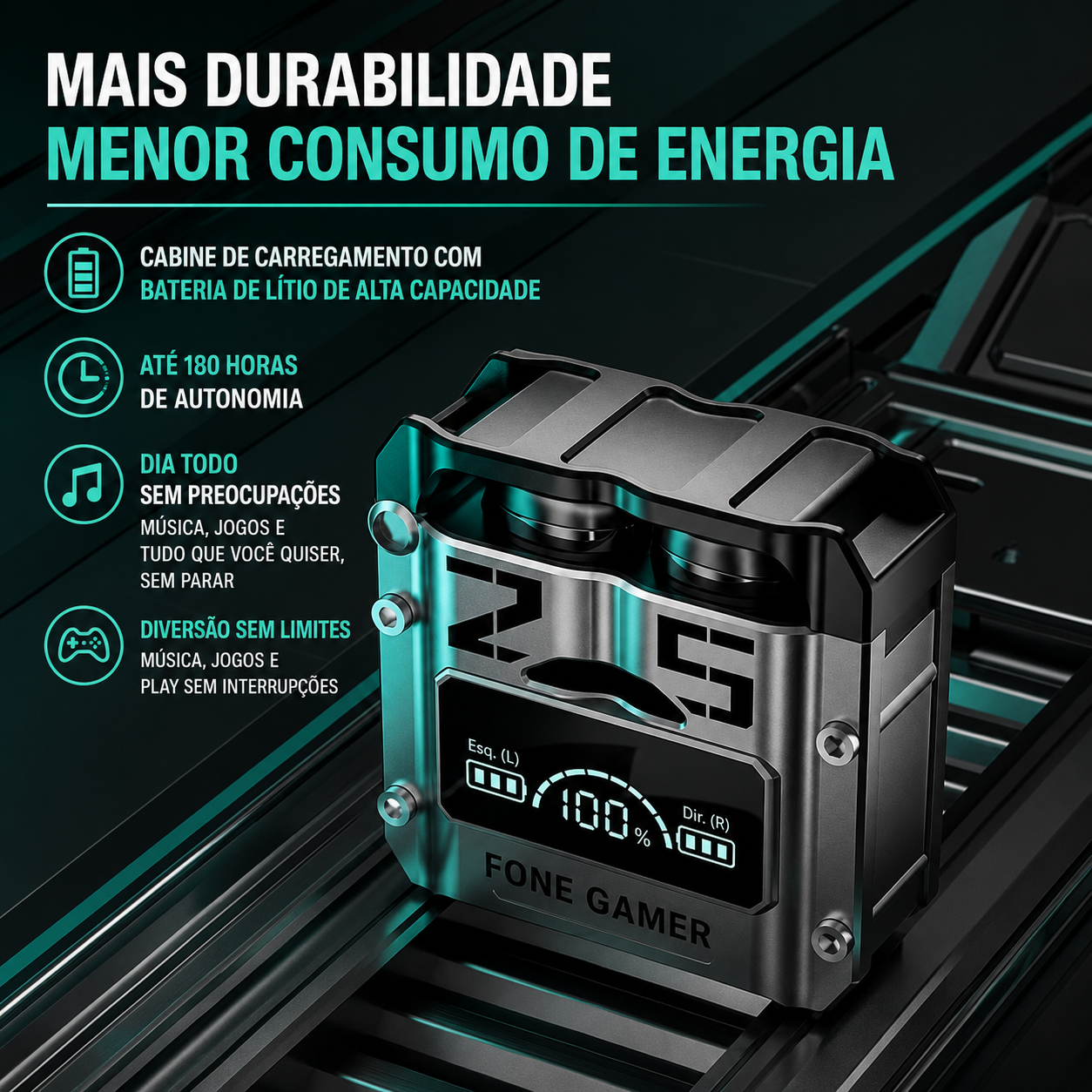 Bateria com até 180 horas de autonomia