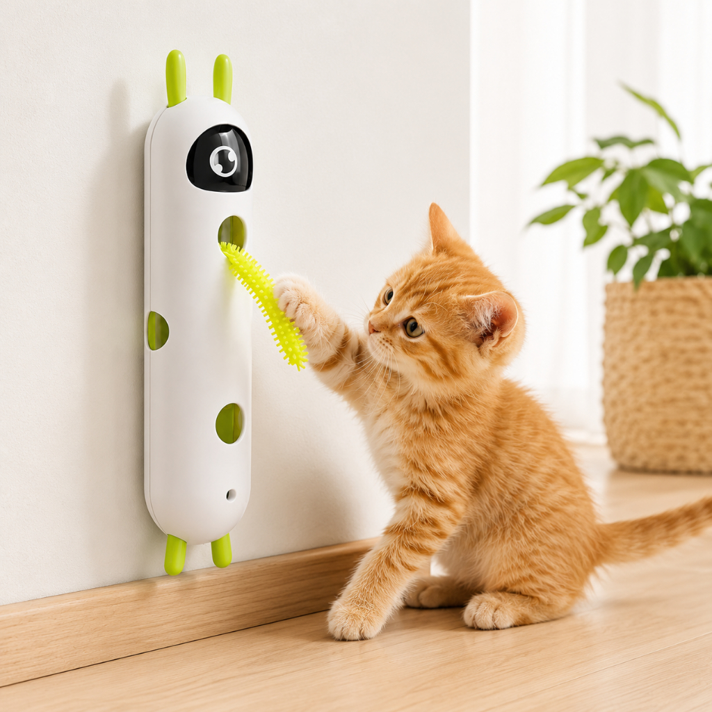 Brinquedo Interativo para Gatos com Ventosa · Varinha Retrátil
