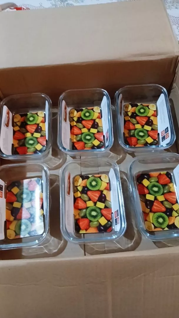 Kit com 10 potes de vidro na caixa