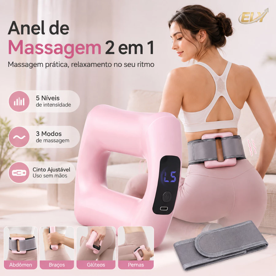 Massageador anel rosa com cinto ajustável para uso sem as mãos