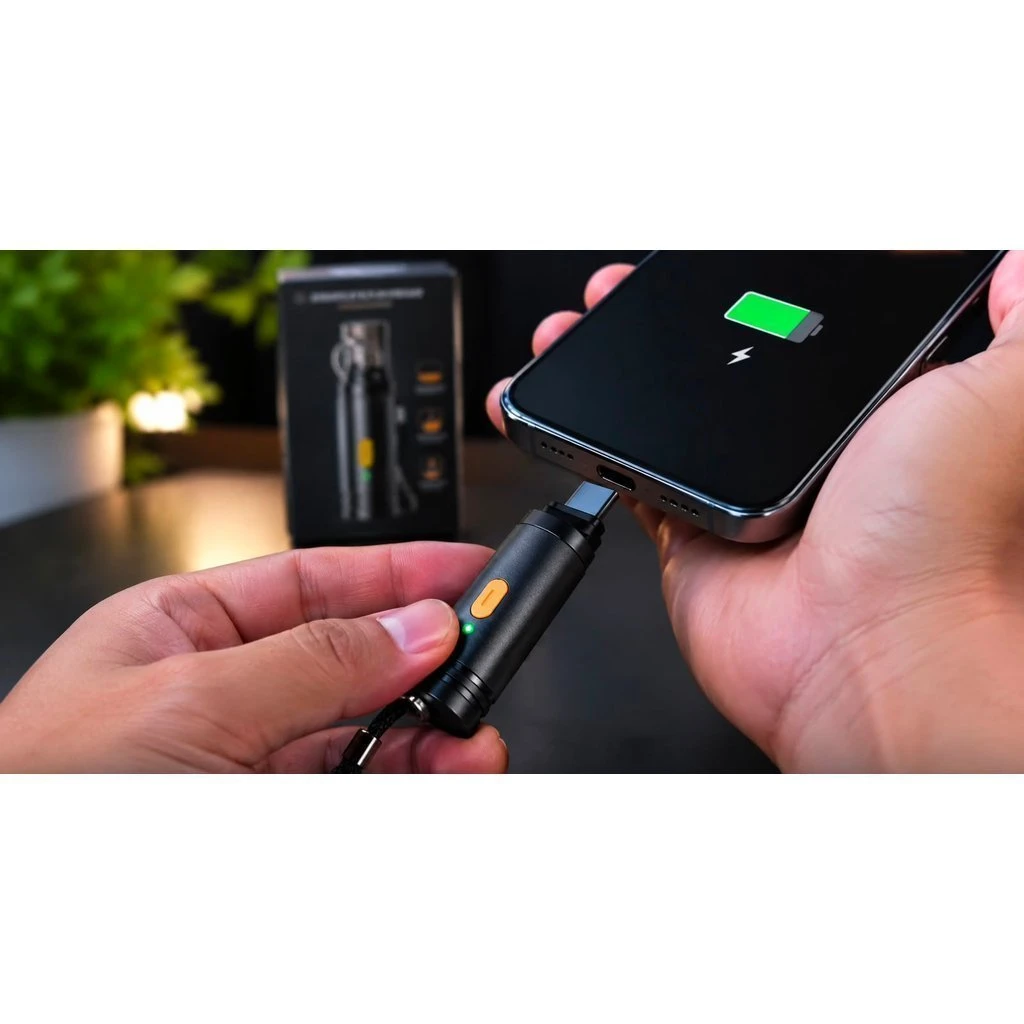 Isqueiro recarregável carregando direto no celular