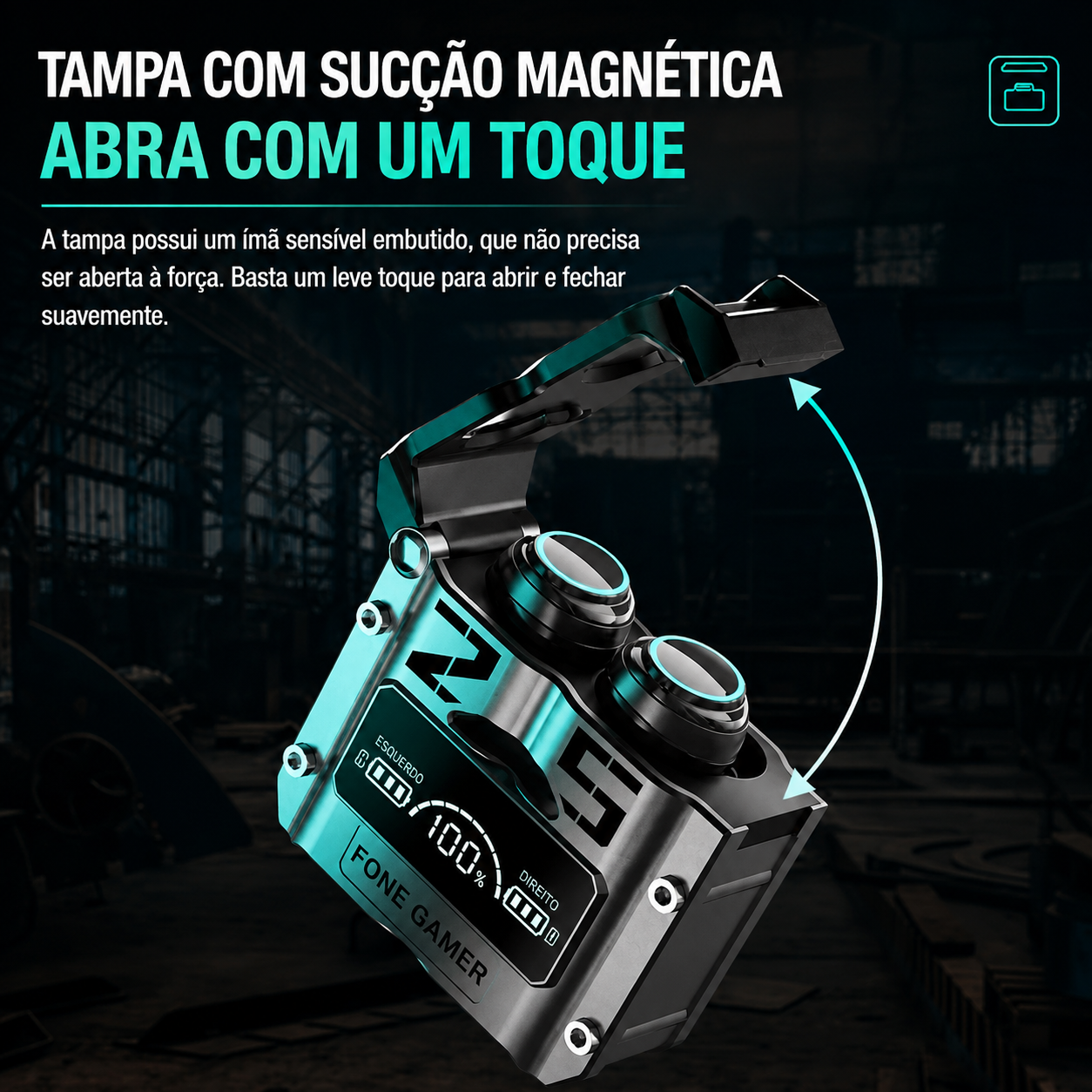 Tampa com sucção magnética