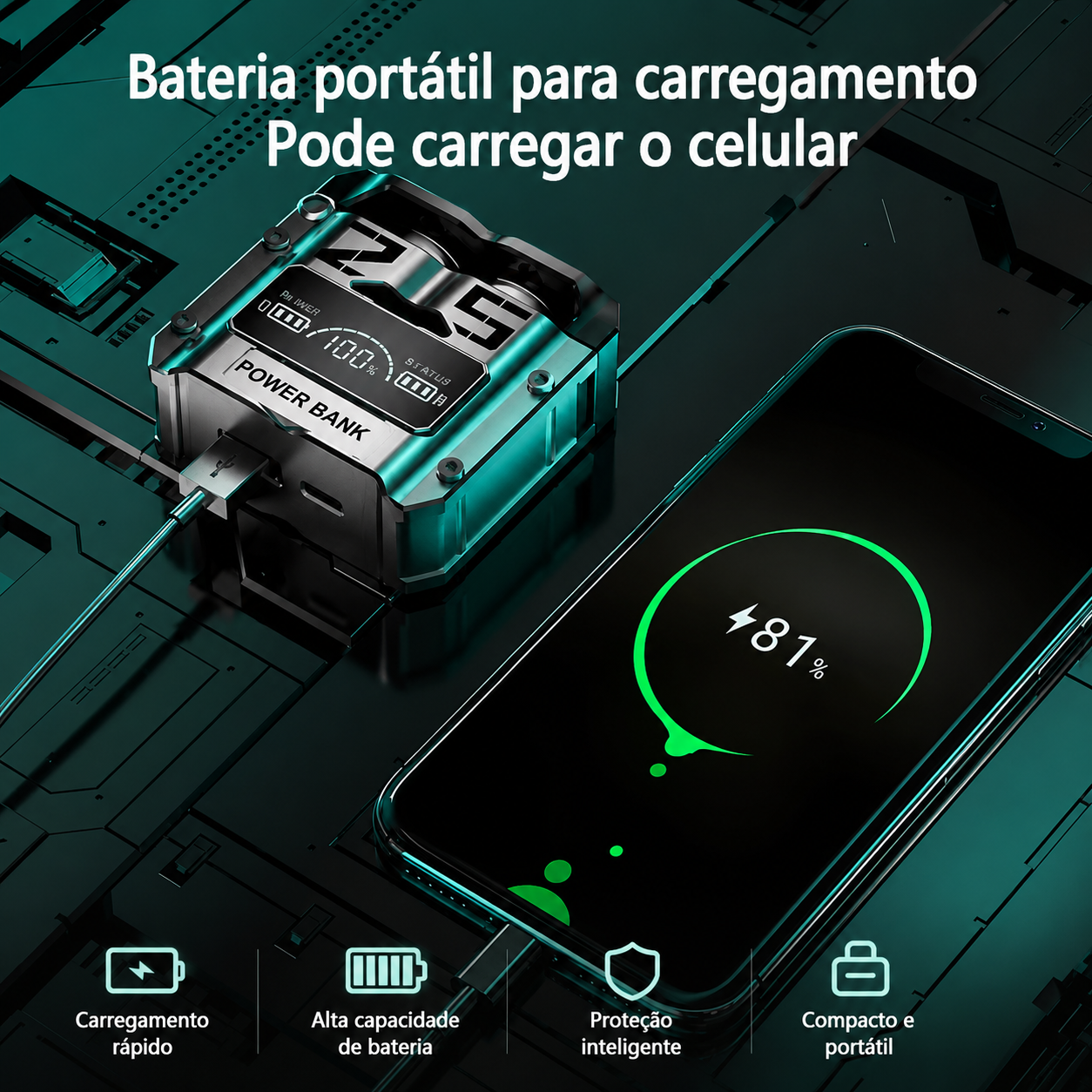 Case funciona como power bank para o celular