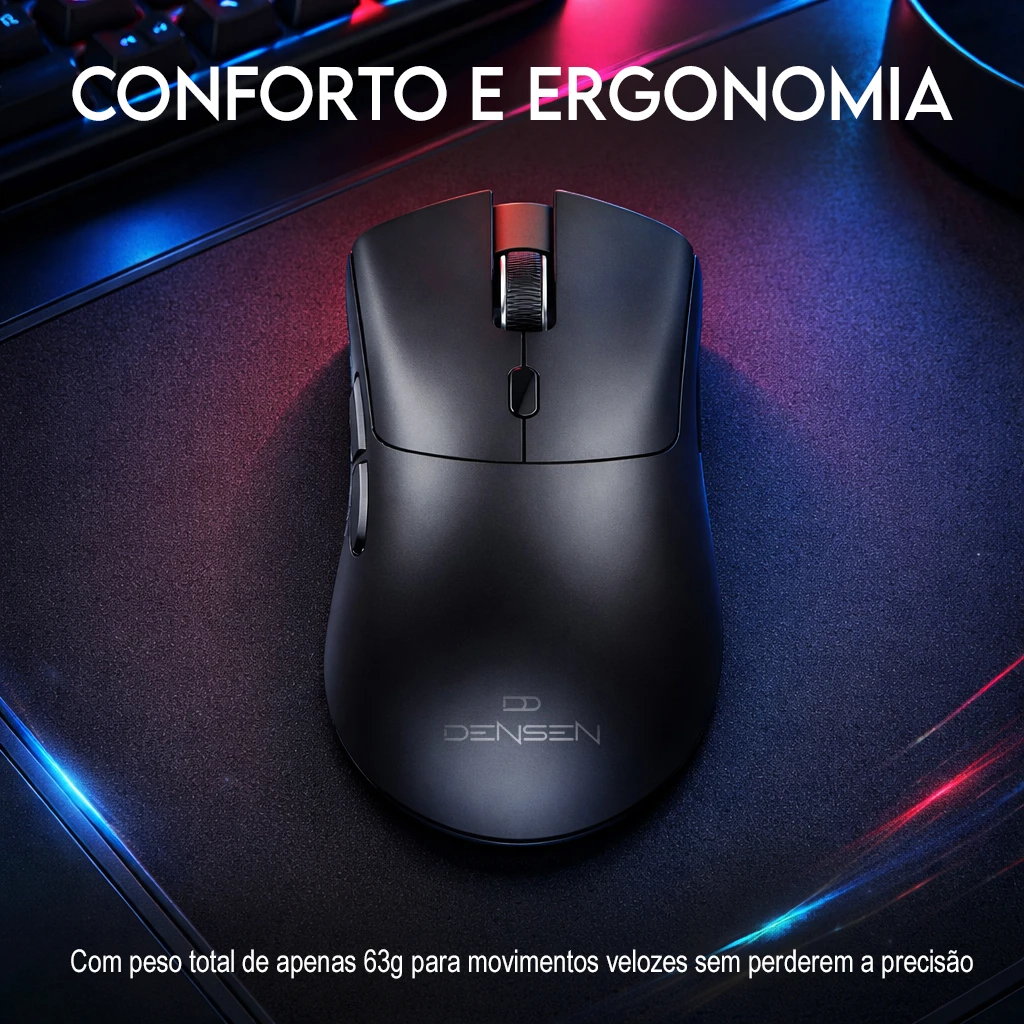 Mouse gamer Attack Shark X11 preto de apenas 63g
