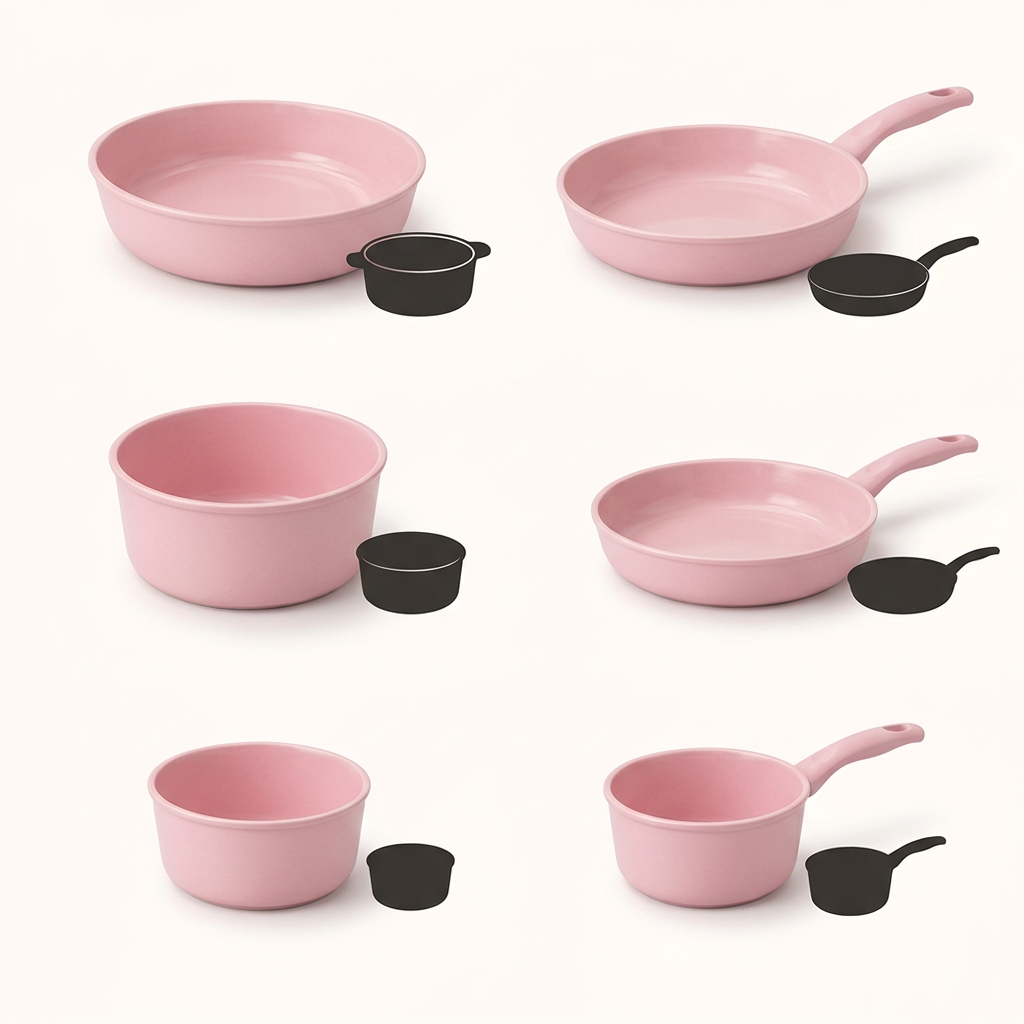 Comparação de tamanho das panelas rosa